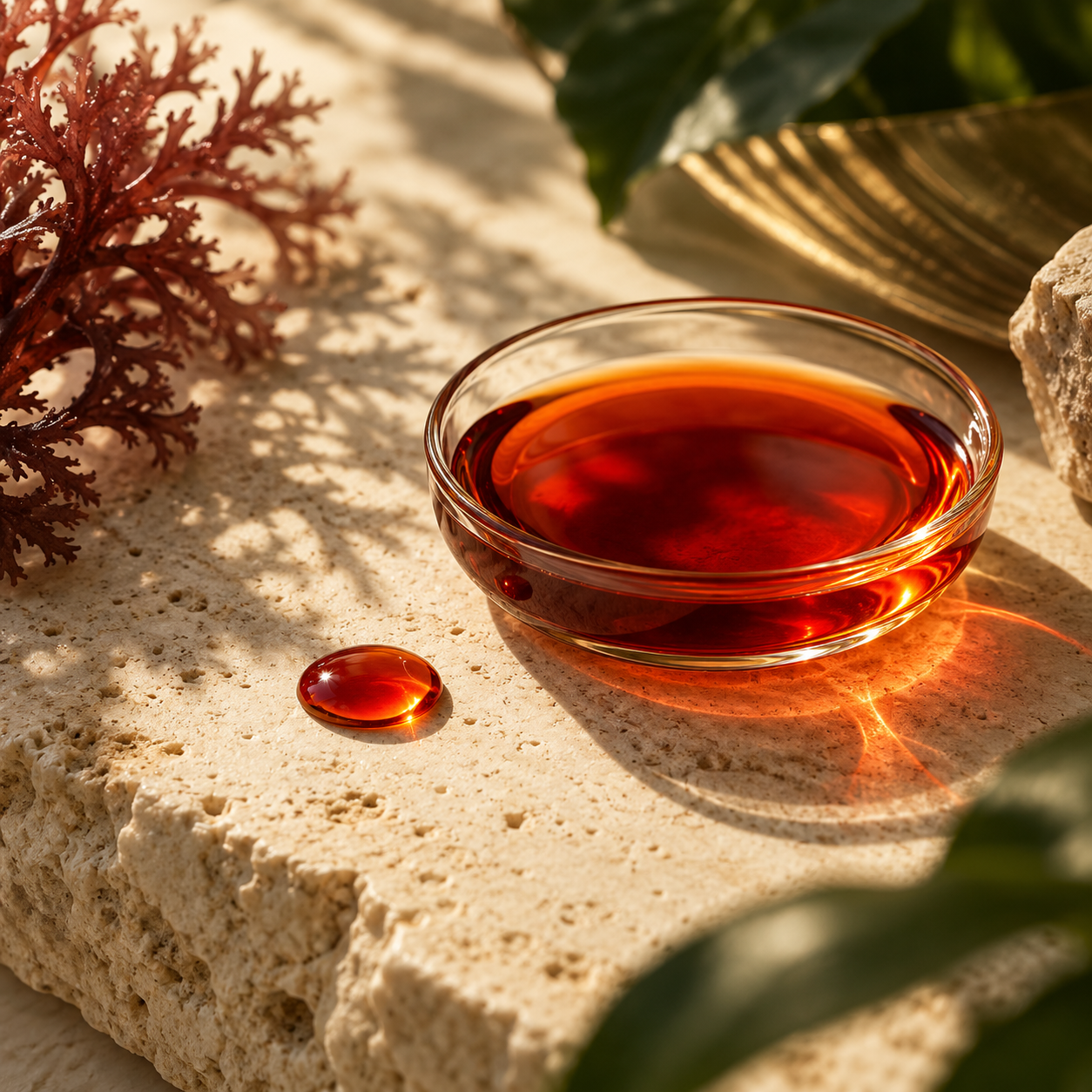 Composición de aceite rojizo inspirada en la astaxantina